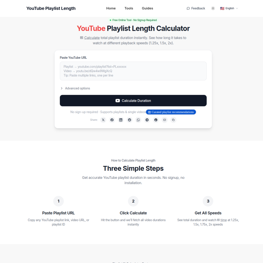 ytplaylistlength.one homepage screenshot