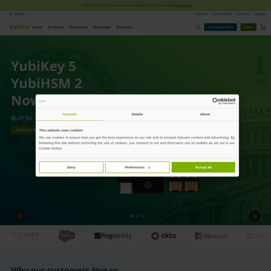 yubico.com homepage screenshot