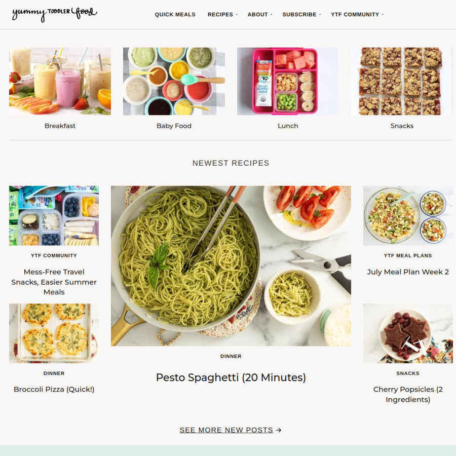 yummytoddlerfood.com homepage screenshot