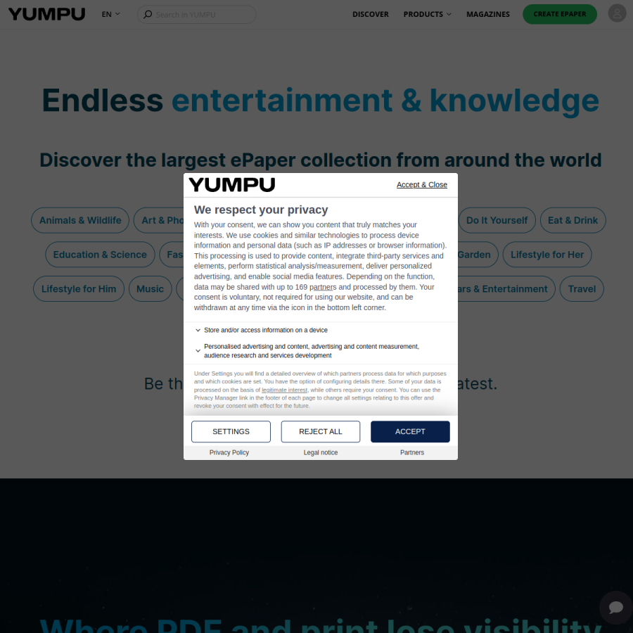 yumpu.com homepage screenshot