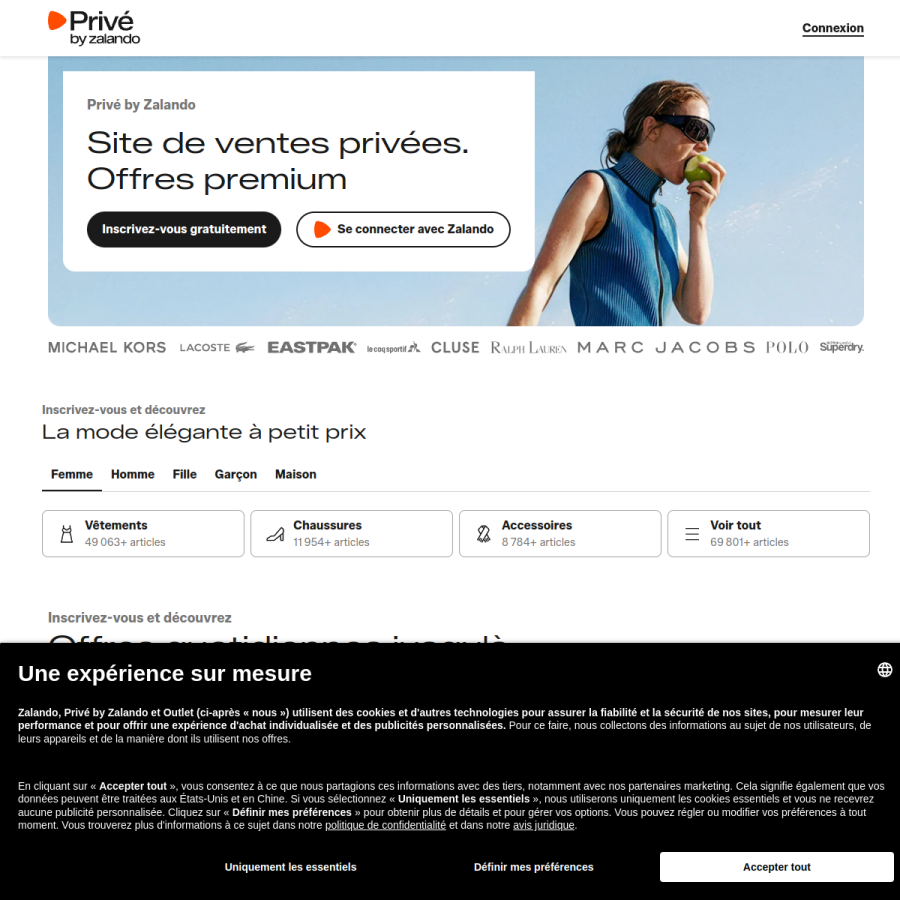 zalando-prive.fr homepage screenshot
