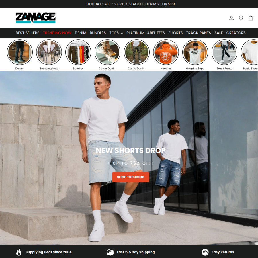 zamage.com homepage screenshot
