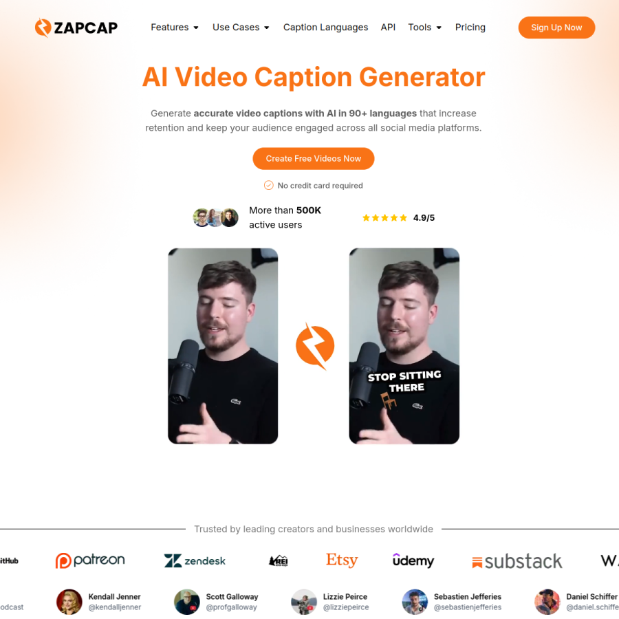 zapcap.ai homepage screenshot