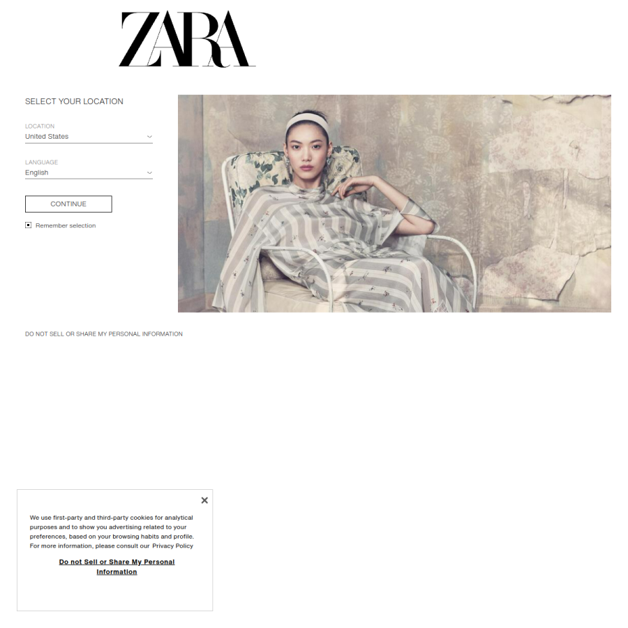 zara.com homepage screenshot