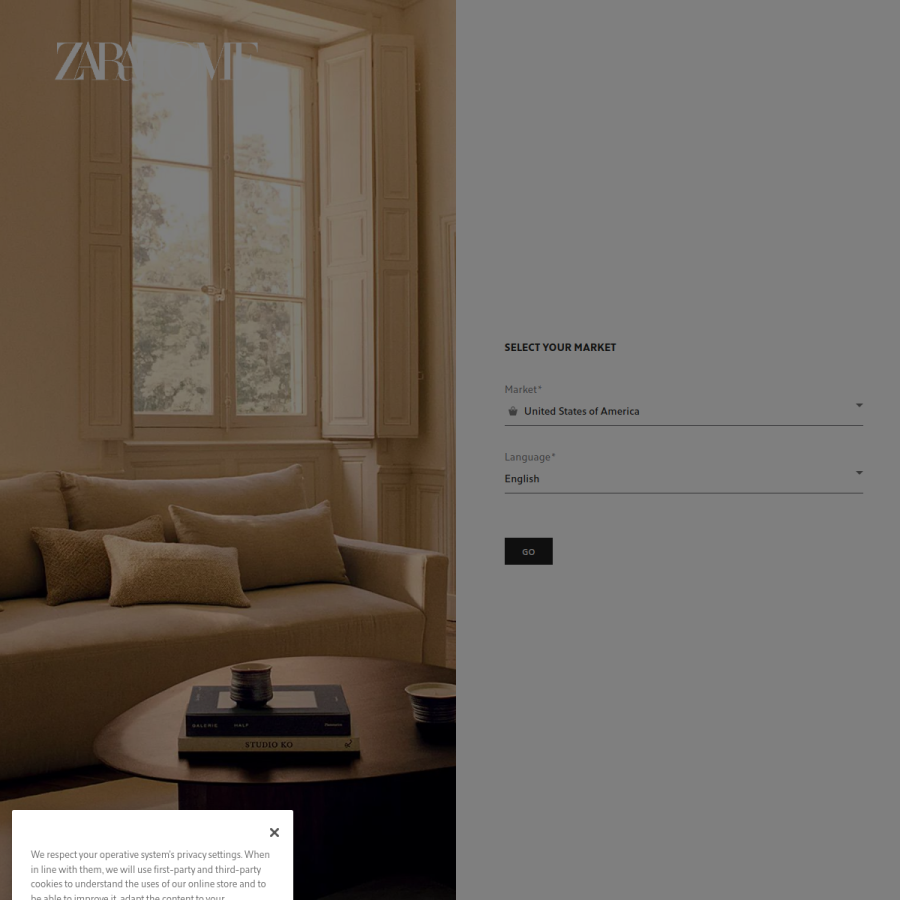 zarahome.com homepage screenshot
