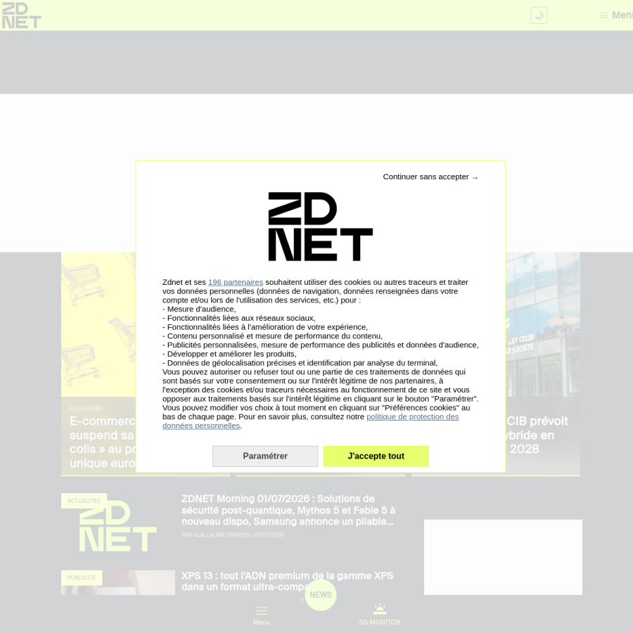zdnet.fr homepage screenshot
