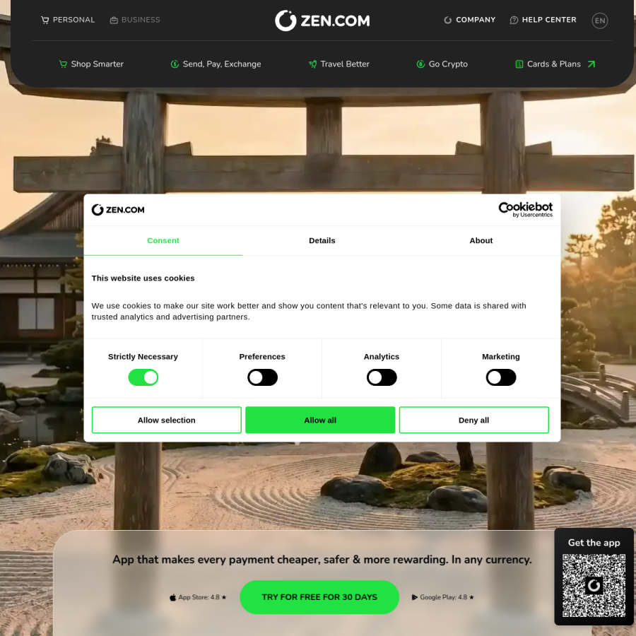 zen.com homepage screenshot
