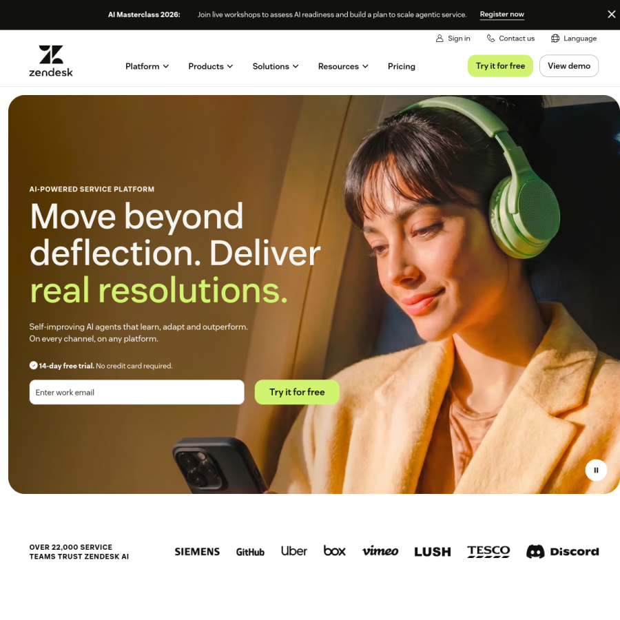zendesk.co.uk homepage screenshot