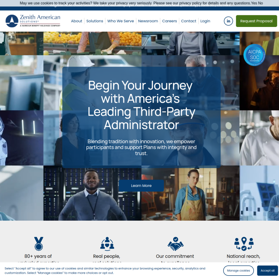 zenith-american.com homepage screenshot