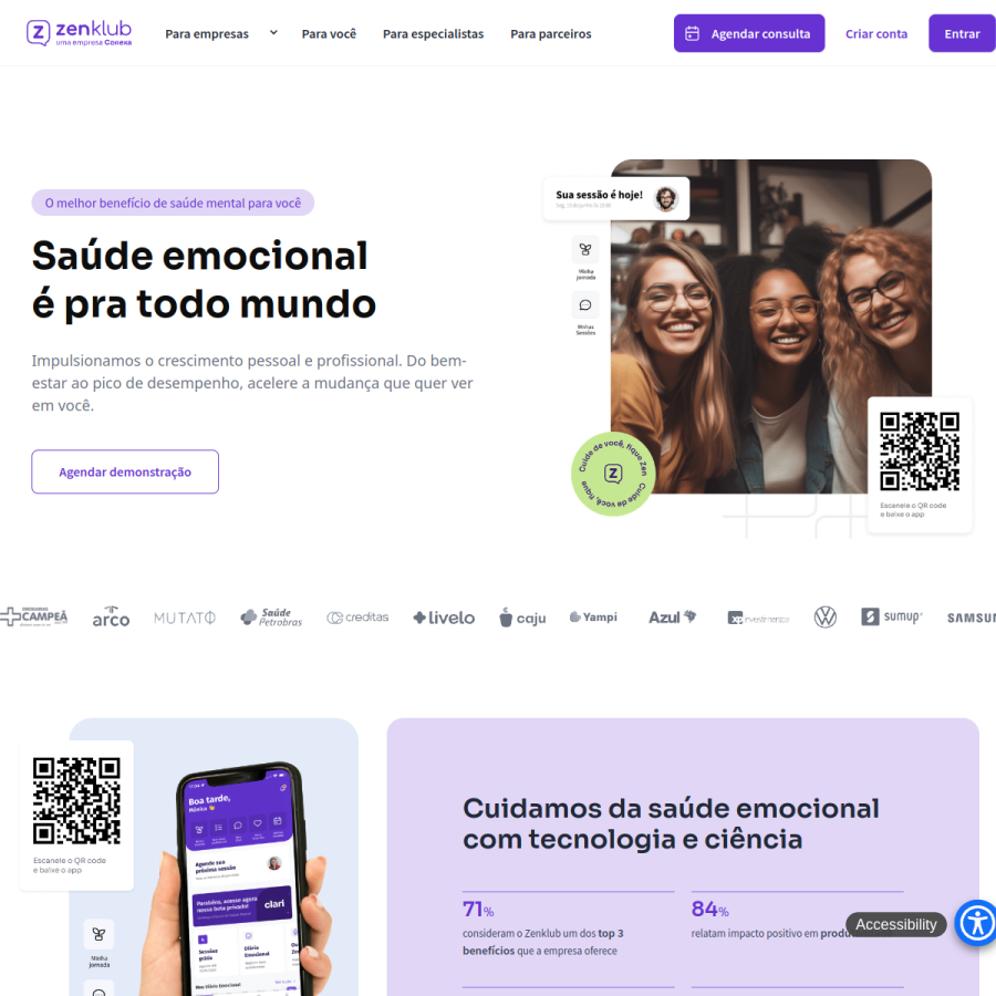 zenklub.com.br homepage screenshot