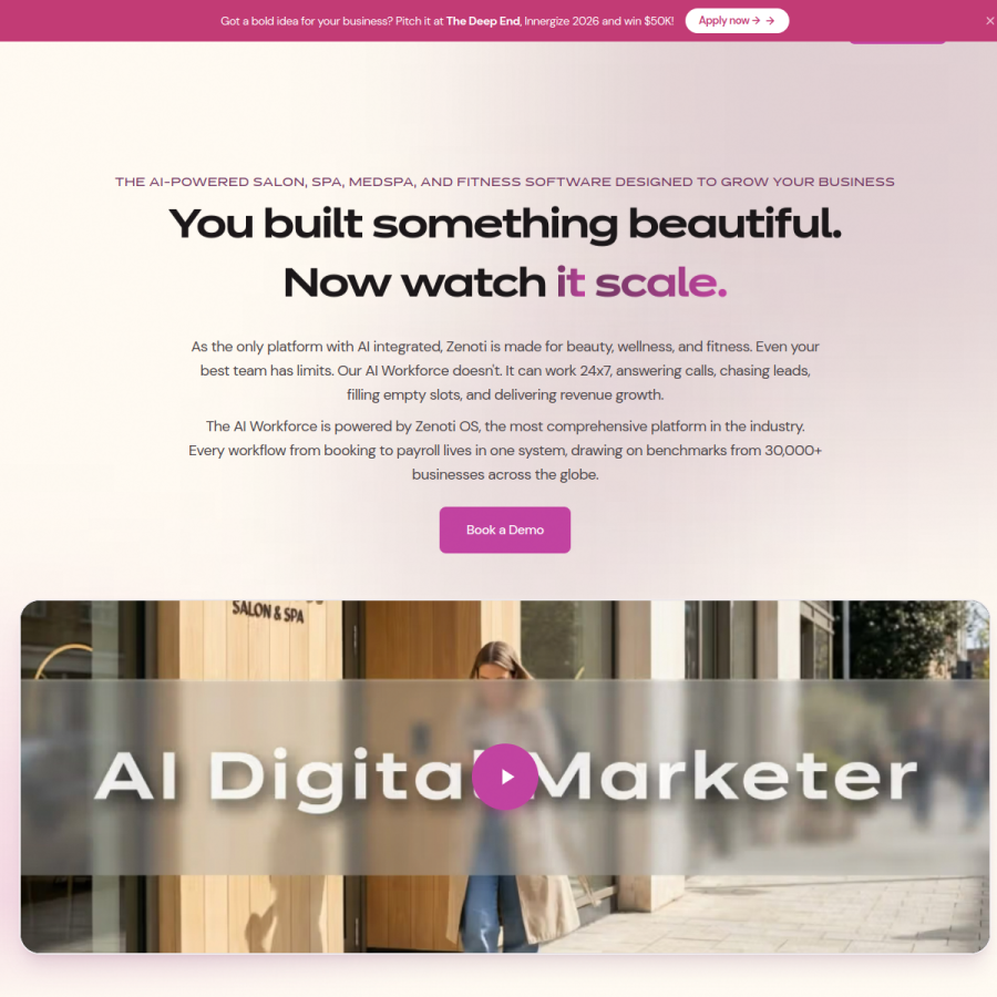 zenoti.com homepage screenshot