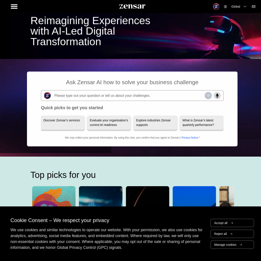 zensar.com homepage screenshot