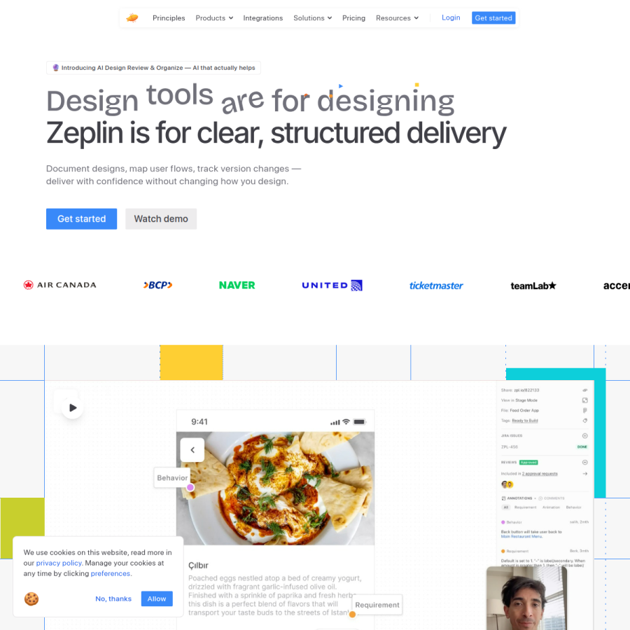zeplin.io homepage screenshot