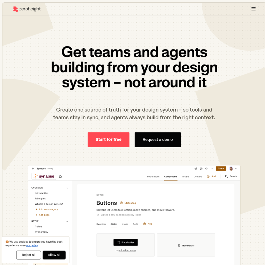 zeroheight.com homepage screenshot