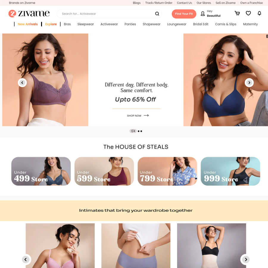 zivame.com homepage screenshot