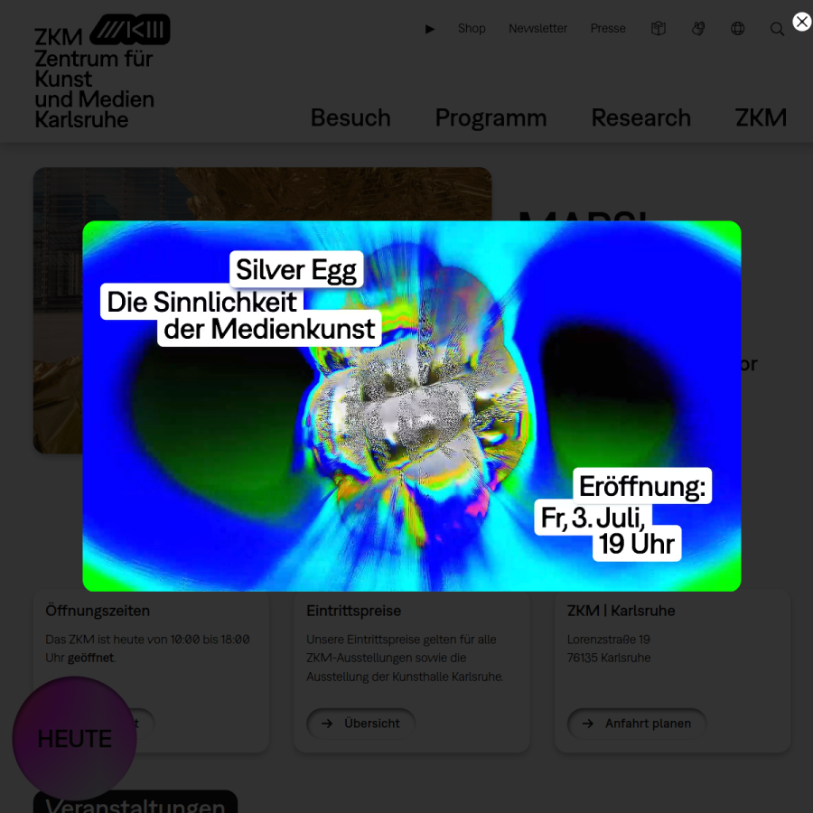 zkm.de homepage screenshot