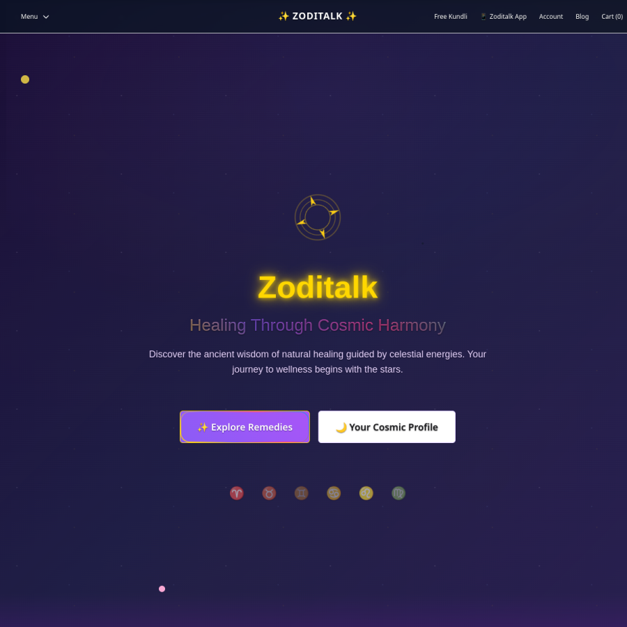 zoditalk.com homepage screenshot