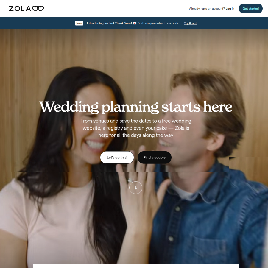 zola.com homepage screenshot
