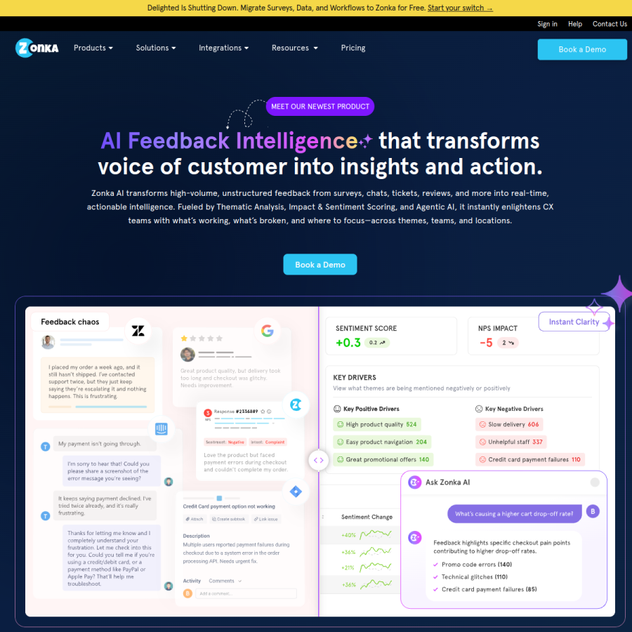 zonkafeedback.com homepage screenshot