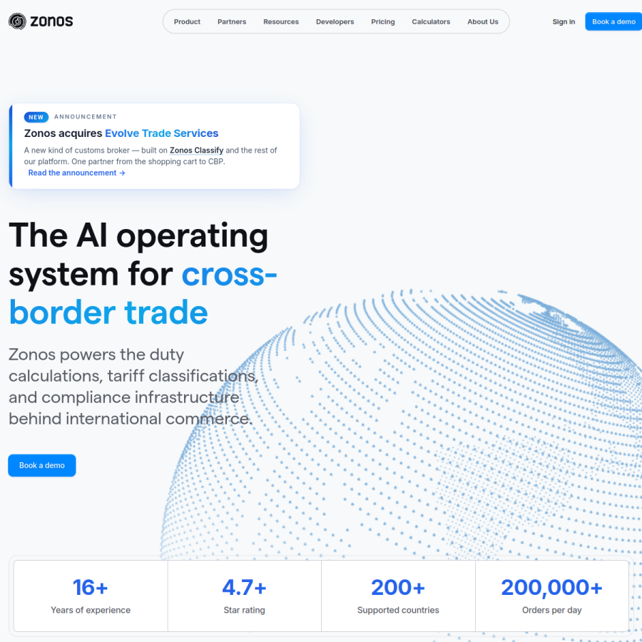 zonos.com homepage screenshot