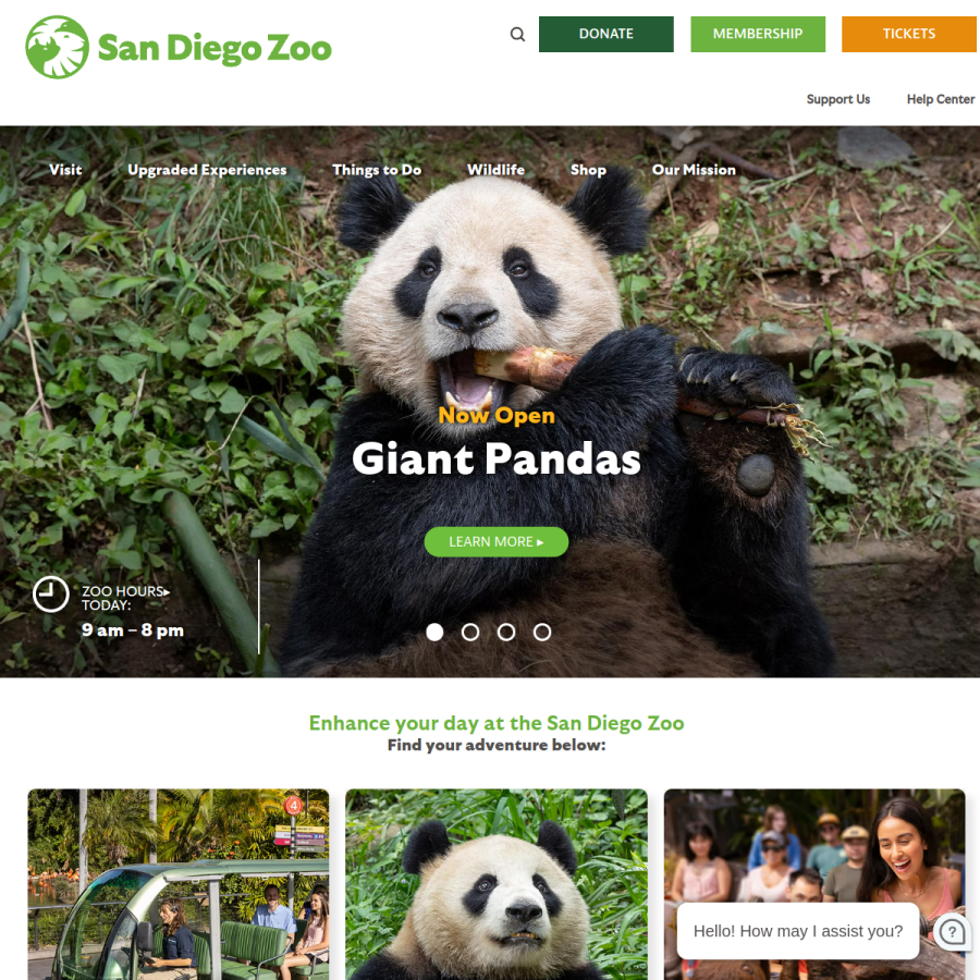 zoo.sandiegozoo.org homepage screenshot