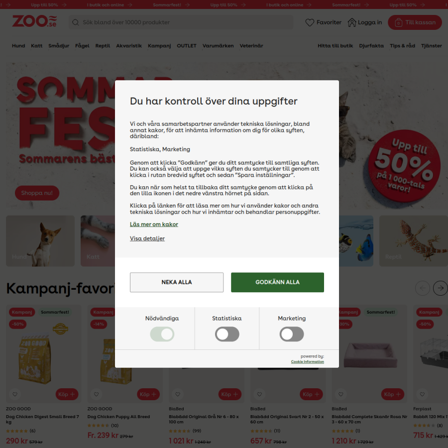 zoo.se homepage screenshot