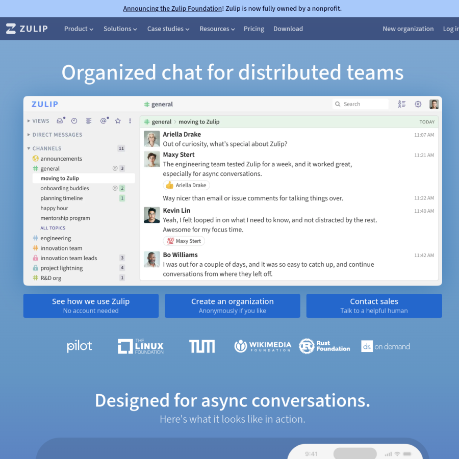 zulip.com homepage screenshot