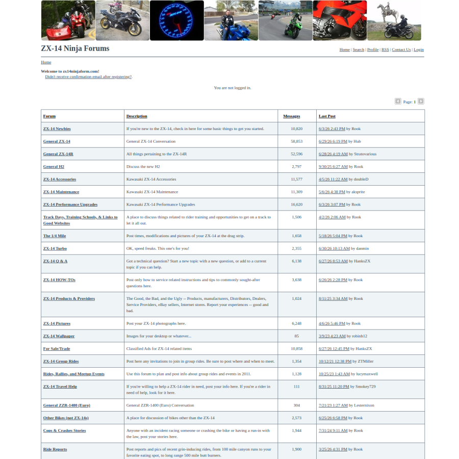 zx14ninjaforum.com homepage screenshot