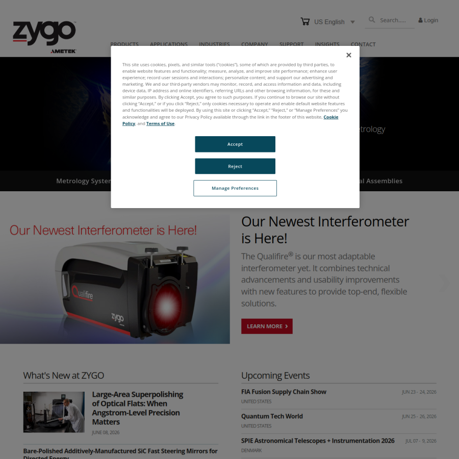 zygo.com homepage screenshot