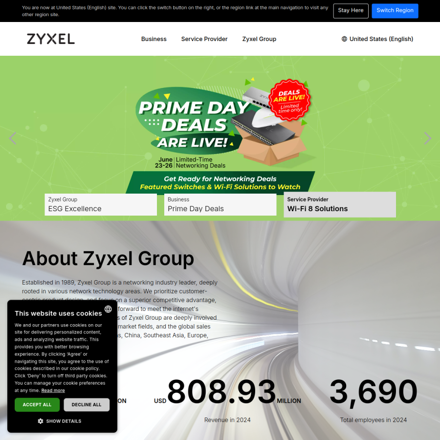 zyxel.com homepage screenshot