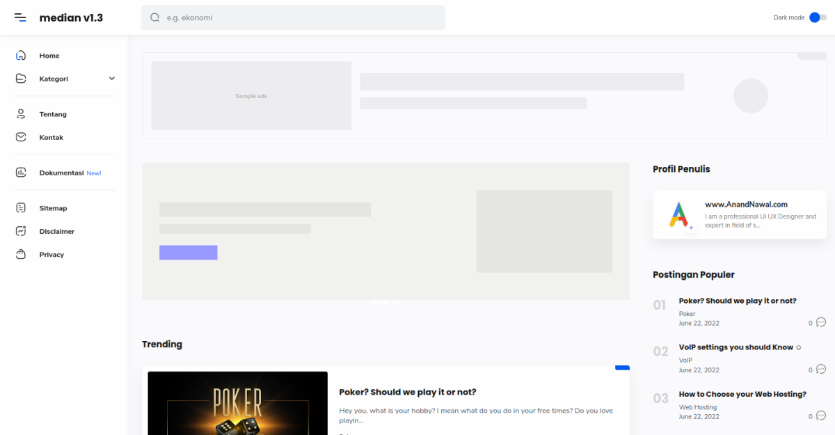 Median UI Premium Blogger Template/Theme