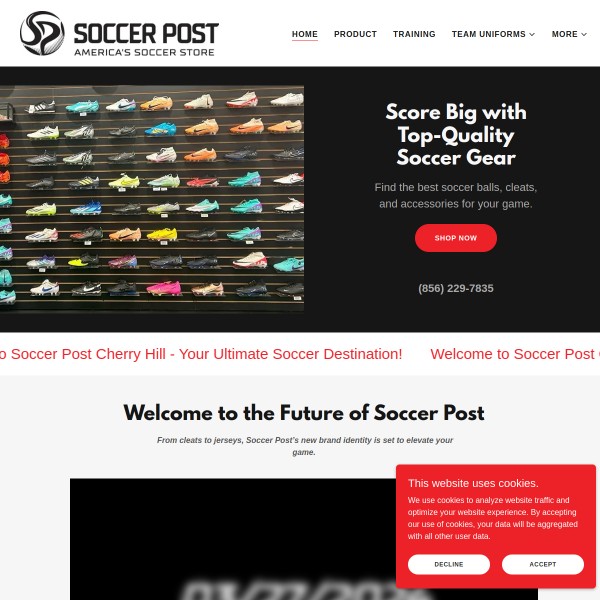 Website screenshot for Soccer Post Cherry Hill
