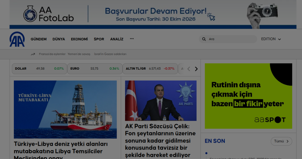Anadolu Ajansı — web sitesi önizlemesi
