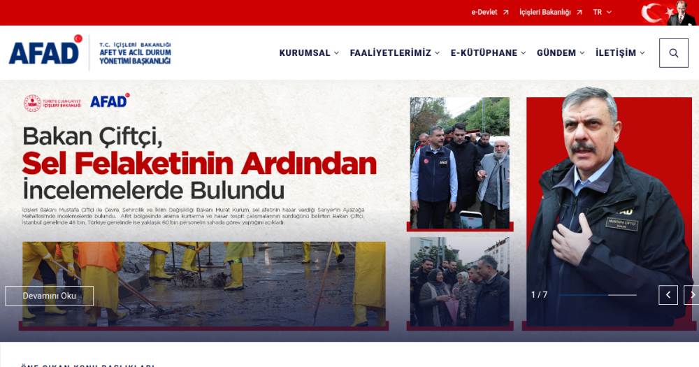 Afet ve Acil Durum Yönetimi Başkanlığı — website preview