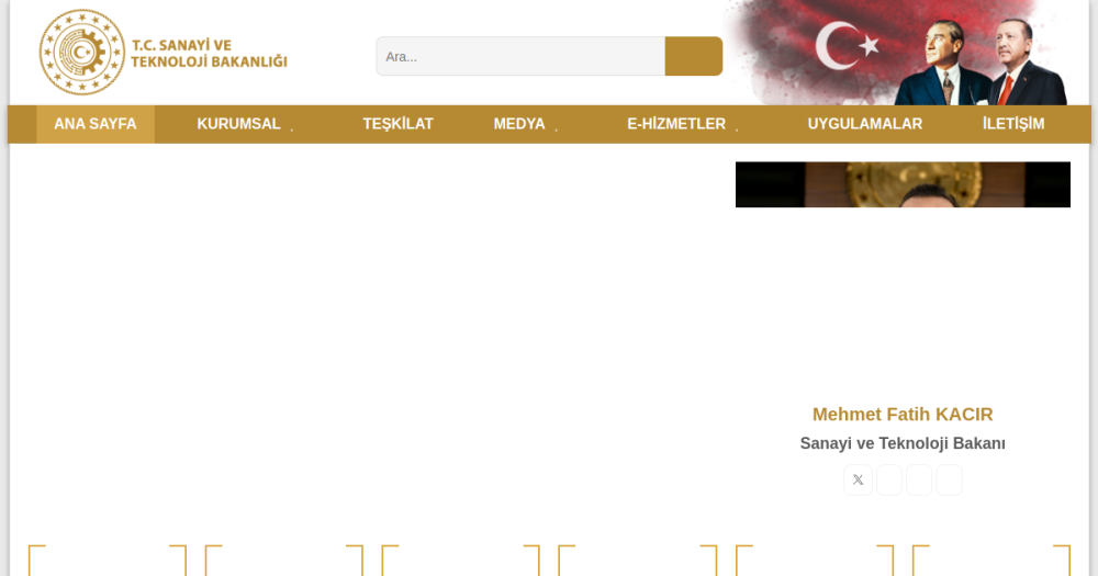 Sanayi ve Teknoloji Bakanlığı — web sitesi önizlemesi