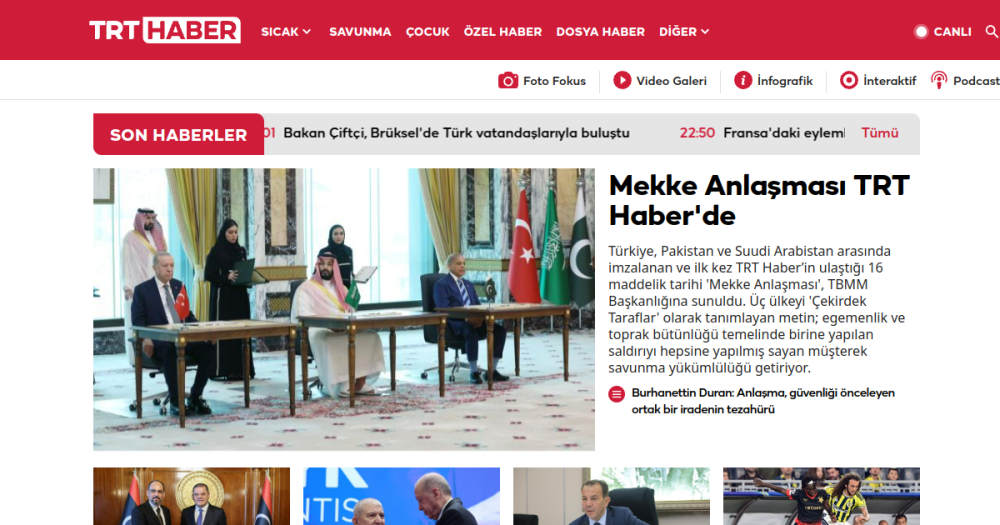TRT Haber — web sitesi önizlemesi