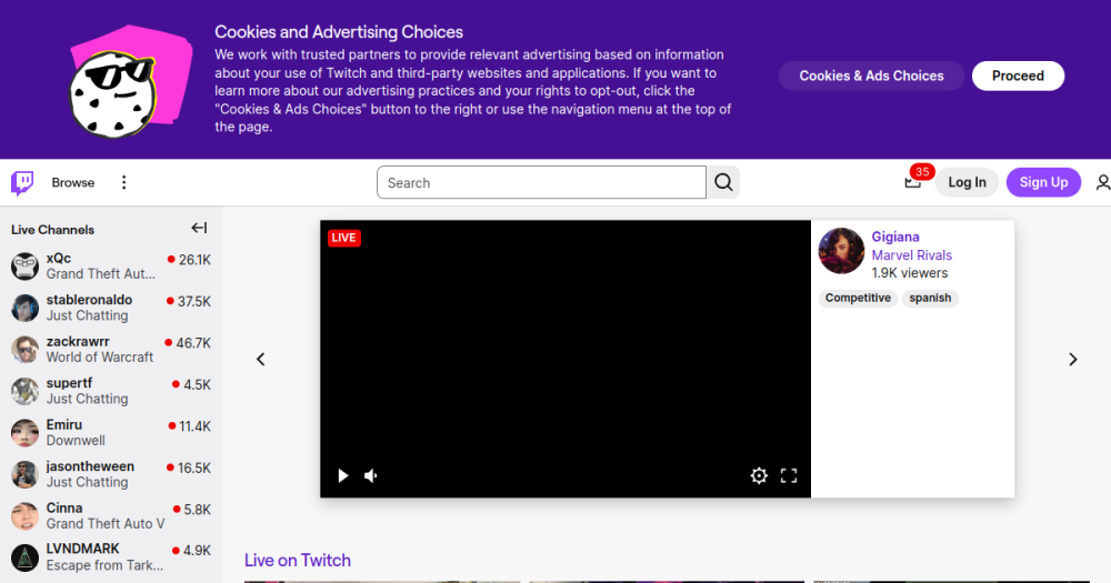 Twitch — website preview