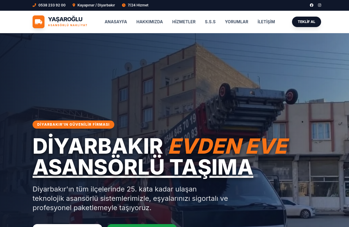 Yaşaroğlu Asansörlü Taşımacılık web tasarım projesi