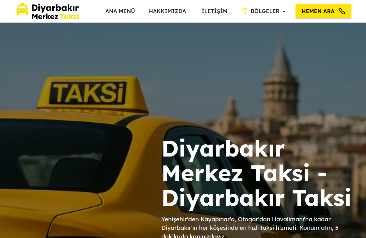 Diyarbakır Merkez Taksi web tasarım projesi
