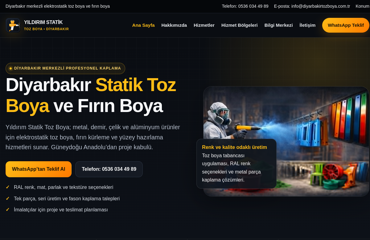 Diyarbakır Toz Boya web tasarım projesi