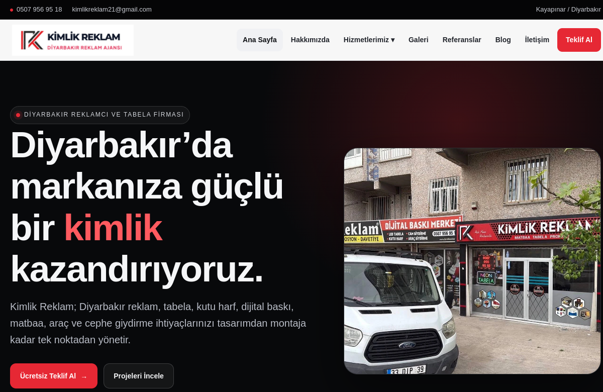 Kimlik Reklam web tasarım projesi