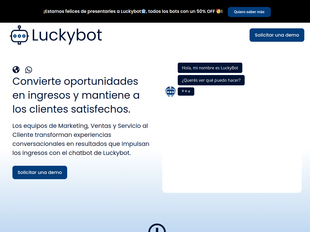 Captura de la portada pública de Luckybot