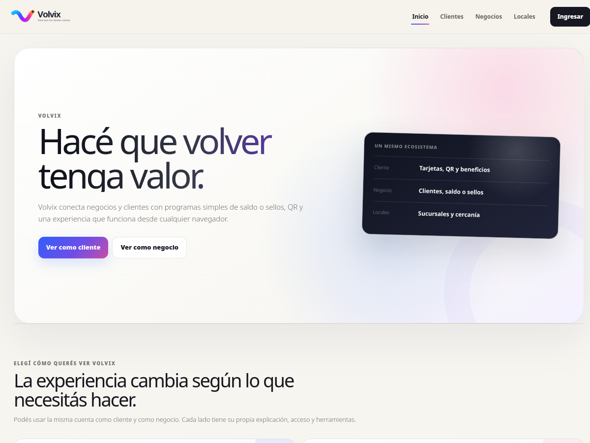 Captura de la portada pública de Volvix