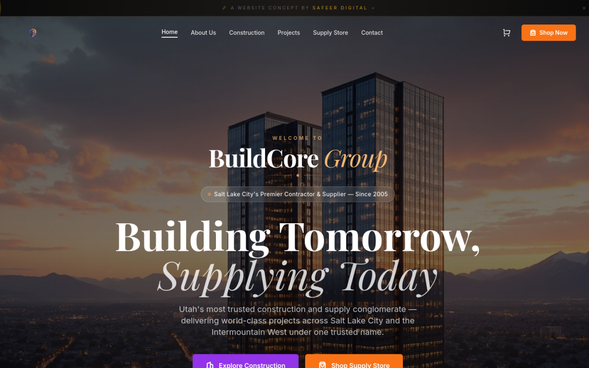 Construction & Supply Website Concept — Construction & Real Estate