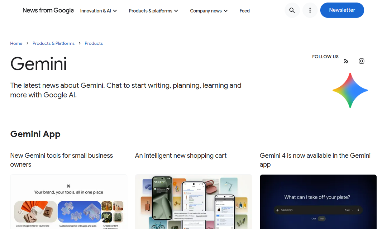 Google Gemini — web sitesi önizlemesi