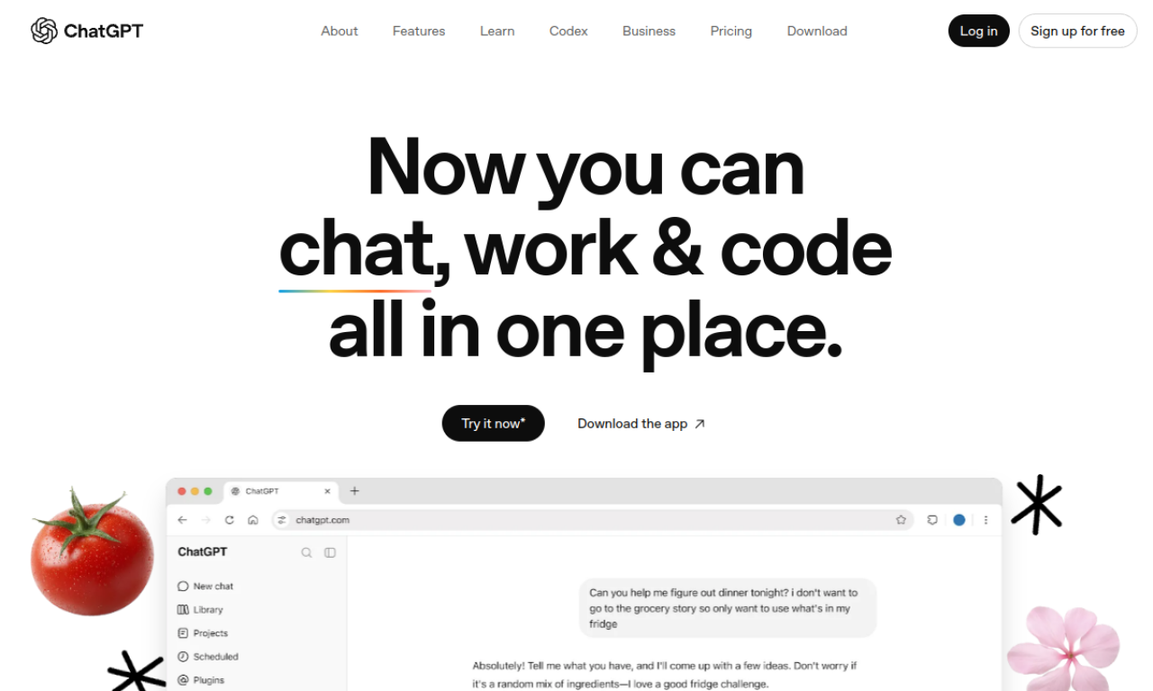 ChatGPT — web sitesi önizlemesi