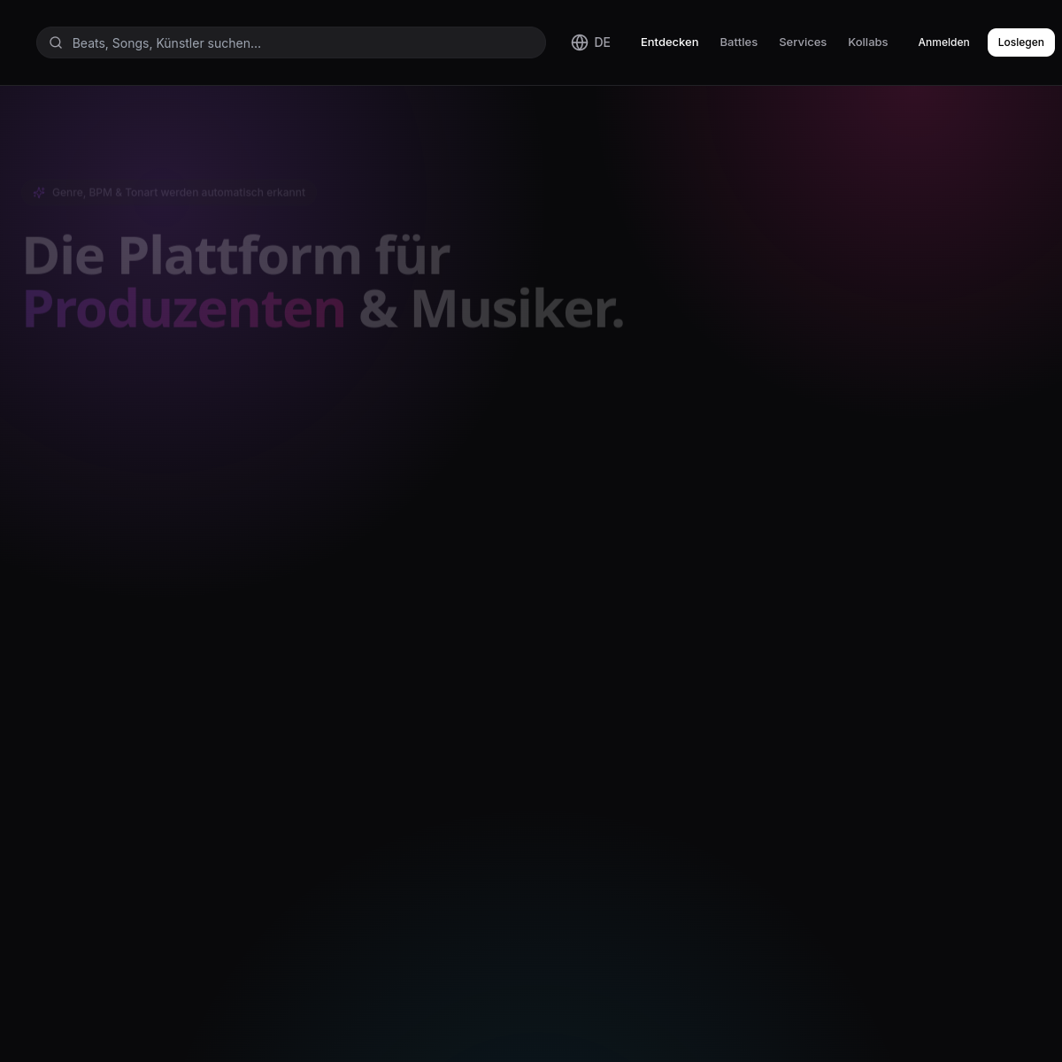 Beat-Board — Live-Screenshot der Webseite