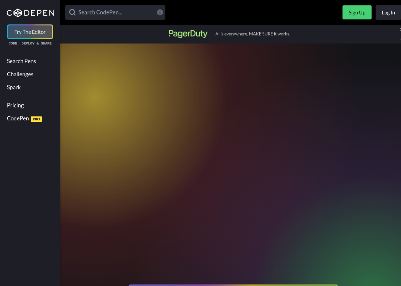 codepen.io web sitesi önizlemesi
