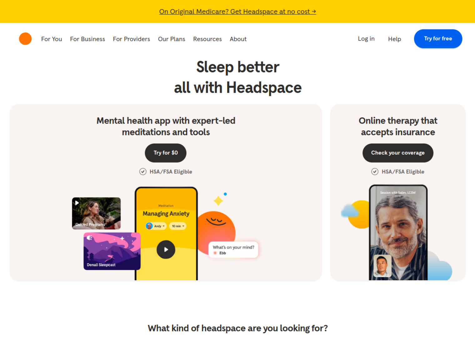 headspace.com web sitesi önizlemesi