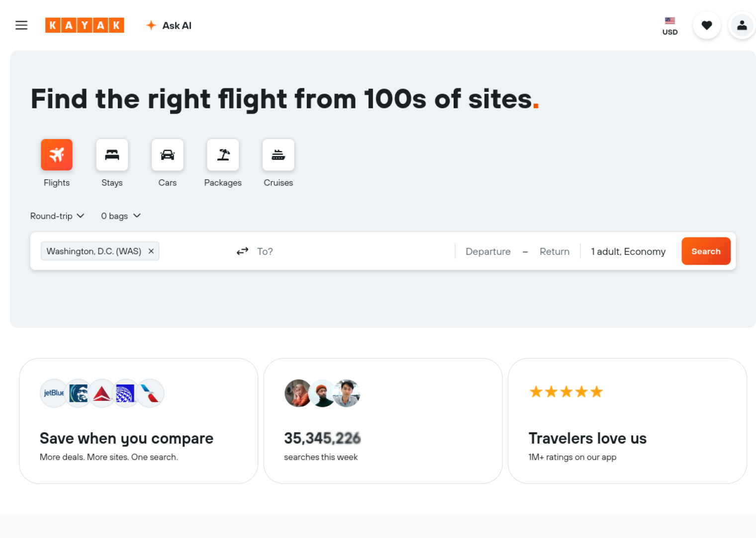 kayak.com web sitesi önizlemesi